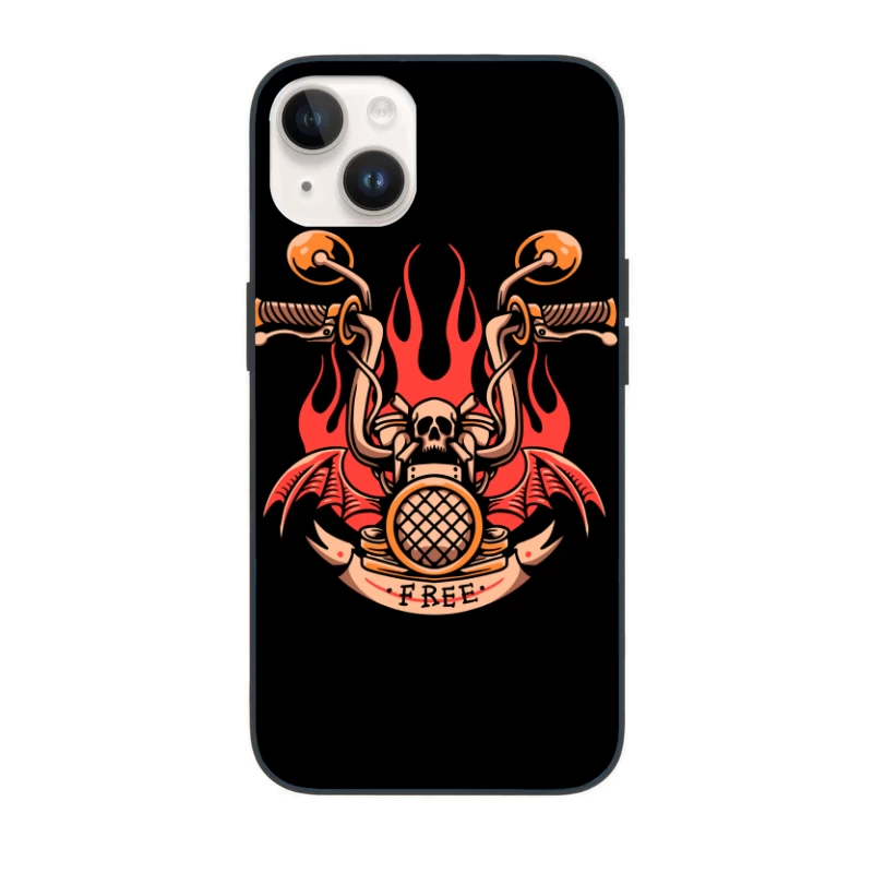 Skull and Flames Motorcycle Emblem iPhone Case