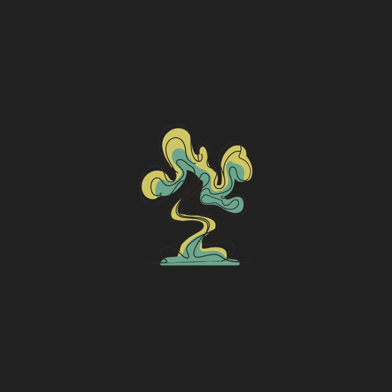 Fluid Abstract Green and Yellow Organic Form Bucket Hat
