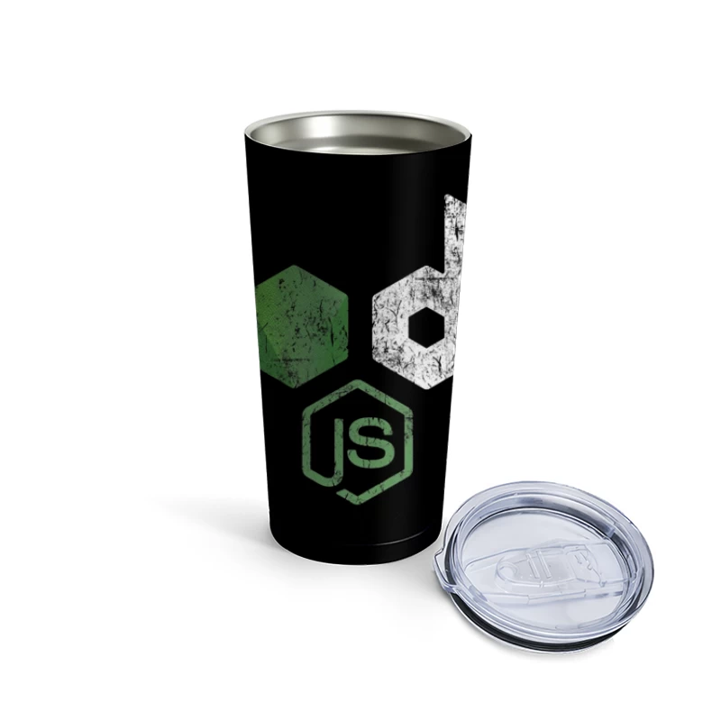 Node.js Programming Technology Logo with Distressed Effect Travel Mug