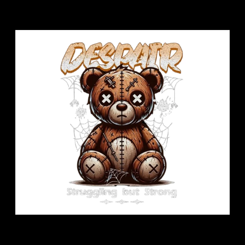 Gothic Stitched Teddy Bear with Despair Theme Tapestry