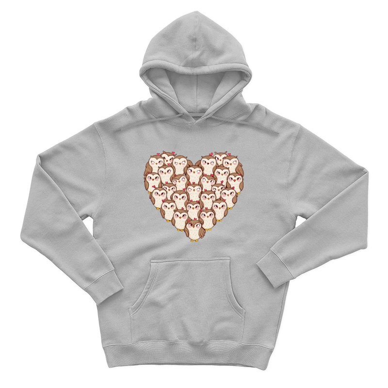 Cute Cartoon Owls in a Heart Shape Male Pullover Hoodie