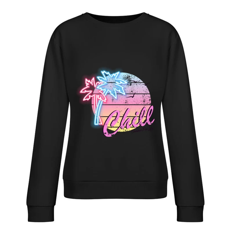 Vibe d'été avec Palmiers Néon Femme Sweat-shirt à enfiler