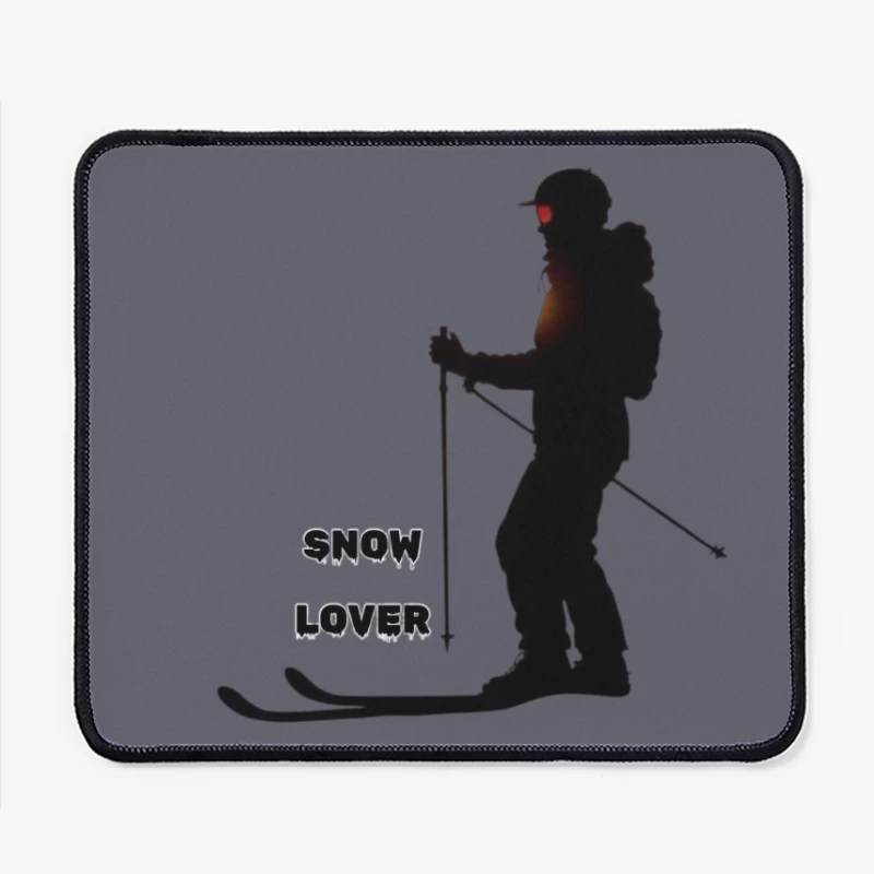 Silhouette of Snow Lover Skiing Mouse Pad