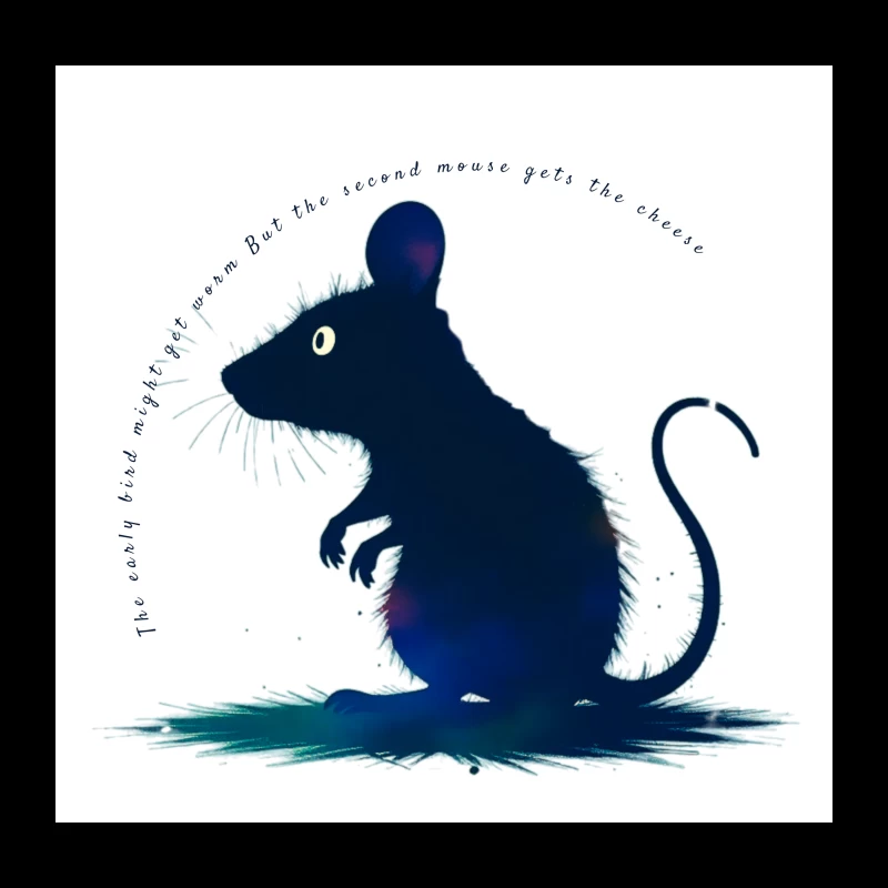 Dark Blue Mouse Silhouette Digital Illustration Throw Pillow