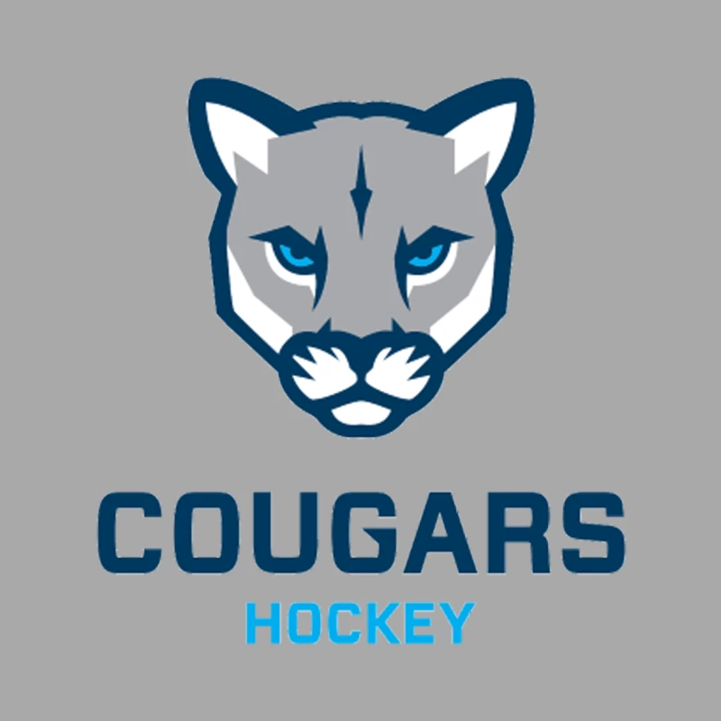 Cougars Hockey Team Logo with Blue and Gray Cougar Head Design Female Pullover Hoodie