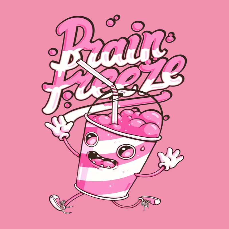 Fun Cute Cartoon Drink with Brain Freeze Male T-Shirt
