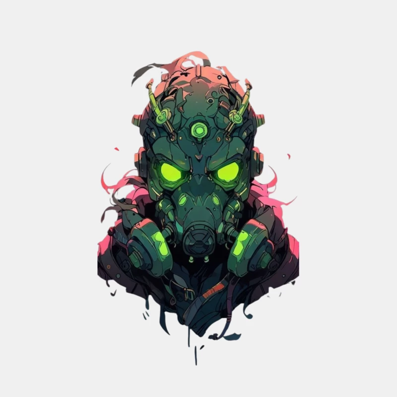 Futuristic Cyberpunk Character with Neon Gas Mask Male Tank Top