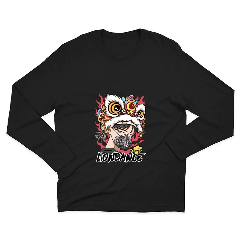 Moderner Löwentanz mit Maske Herren Langarm T-Shirt