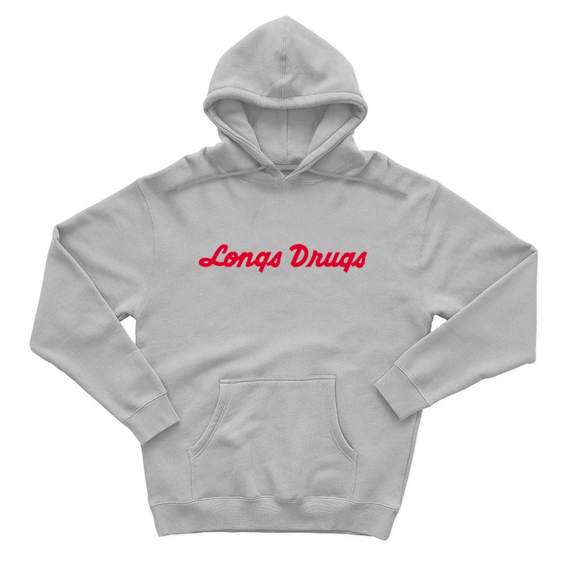 Vintage Longs Drugs Pharmacy Red Cursive Logo Male Pullover Hoodie