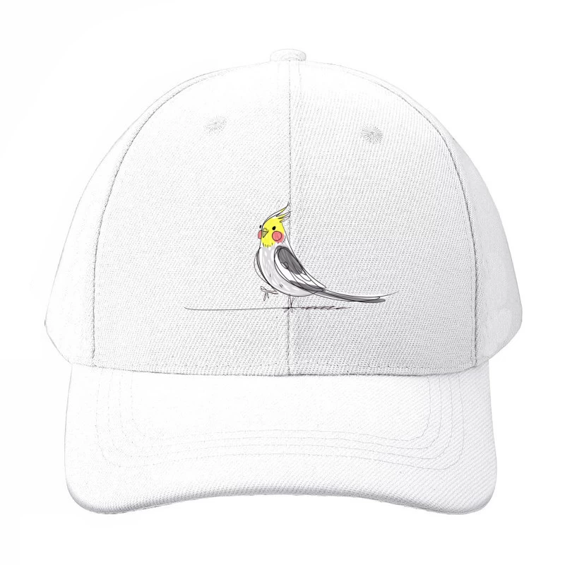 Cute Cartoon Cockatiel Sketch Illustration Baseball Cap