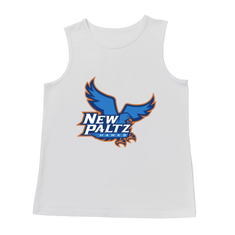 New Paltz Hawks Athletic Logo with Blue Hawk Mascot Male Tank Top