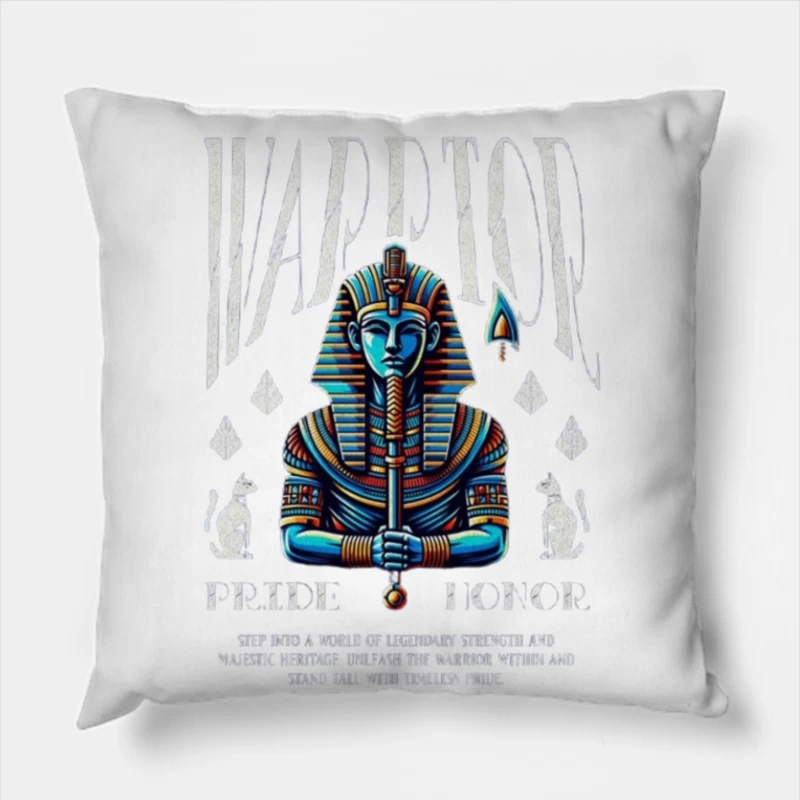 Majestic Egyptian Pharaoh - Pride and Honor Illustration Throw Pillow