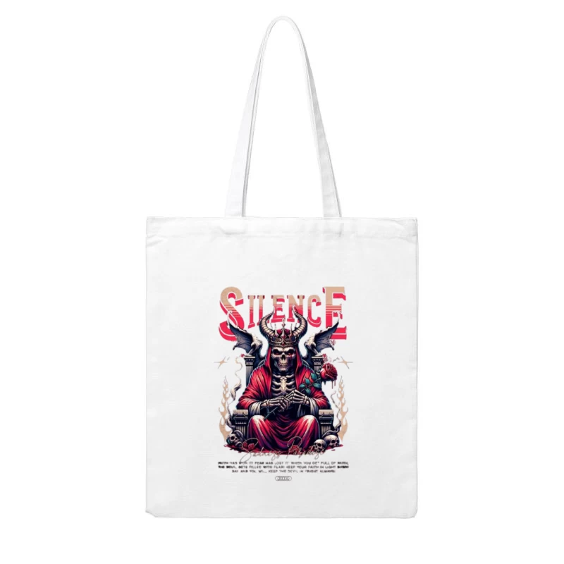 Gothic Skull King on Throne with Red Roses Cotton Tote Bag