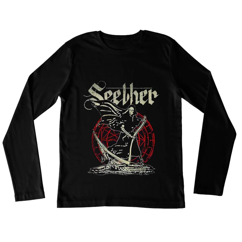 Gothic Skeleton Band Art - Seether Rock Metal Design Female Long Sleeve T-Shirt