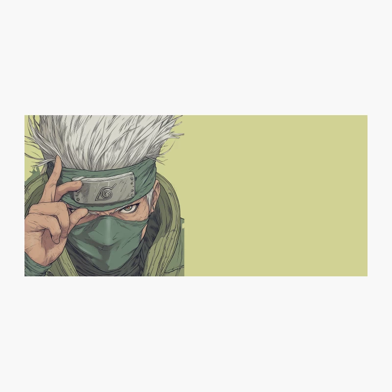 Masked Ninja with Silver Hair and Leaf Village Headband Coffee Mug