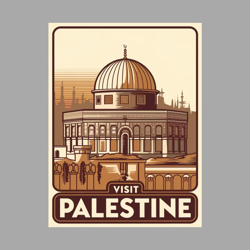 Vintage Travel Poster: Visit Palestine's Iconic Dome of the Rock Female Pullover Hoodie