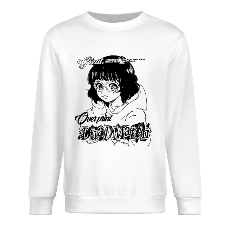 Mysteriöse Manga-Figur mit Brille Herren Pullover Sweatshirt