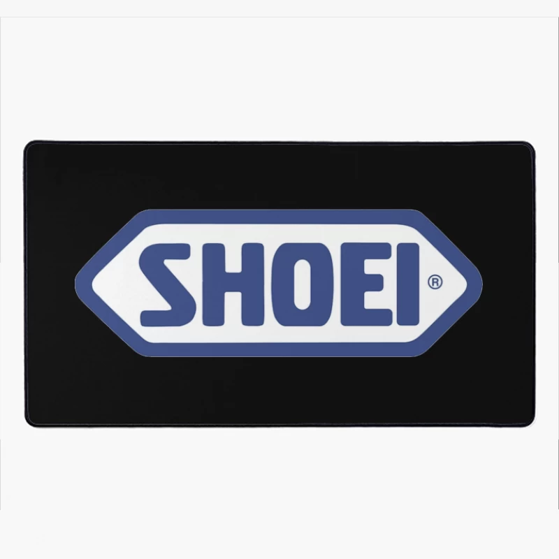 SHOEI Motorcycle Helmet Brand Logo in Blue Desk Mat