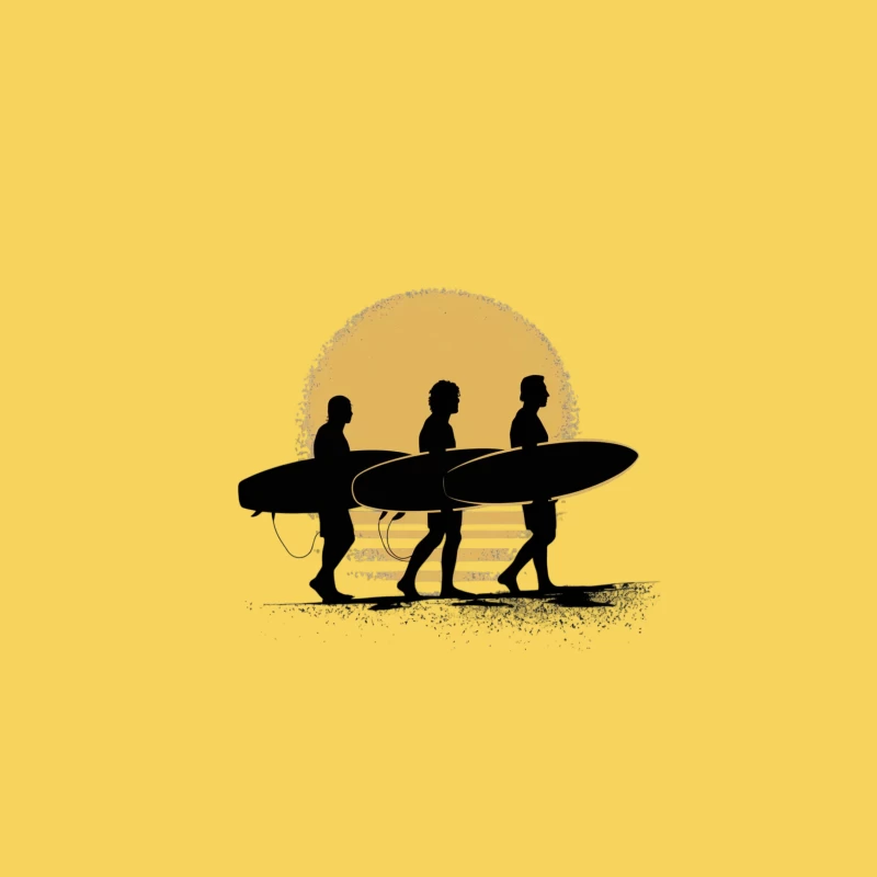 Silhouetted Surfers Walking at Sunset Beach Bucket Hat