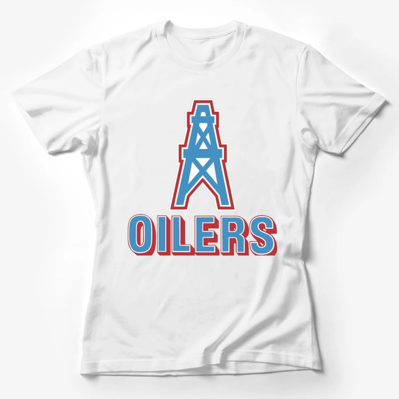 Houston Oilers Vintage NFL Team Logo with Oil Derrick Symbol Female T-Shirt