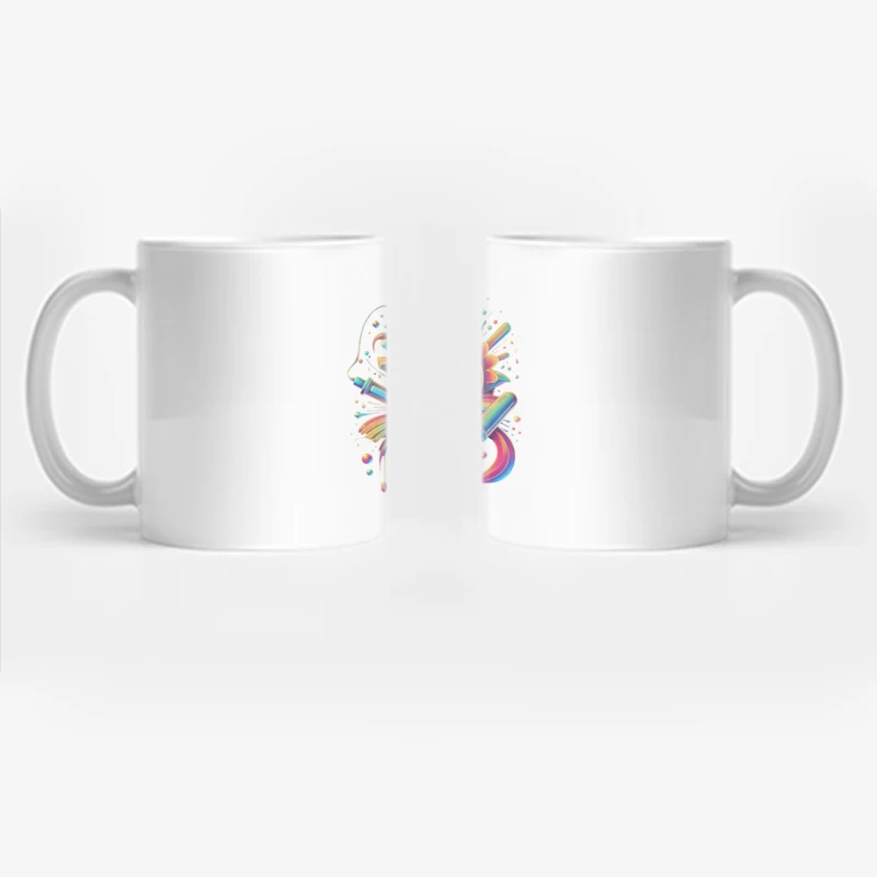 Psychedelic Rainbow Skull Pop Art Design Coffee Mug