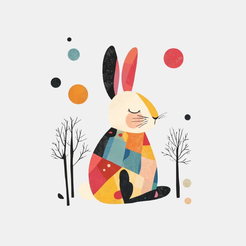 Whimsical Geometric Rabbit in Abstract Forest Male Tank Top