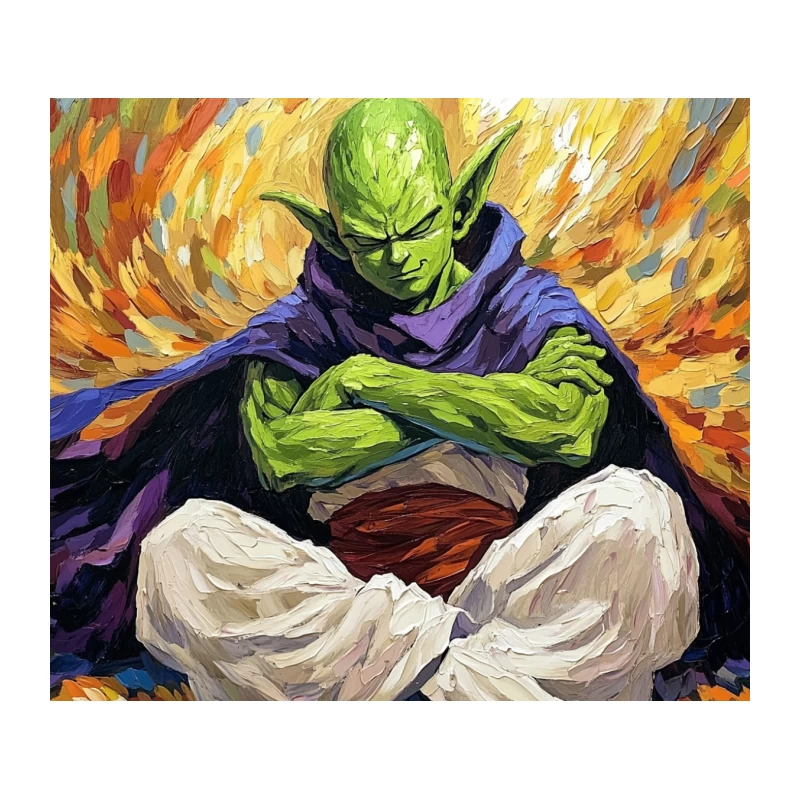Vibrant Painting of Piccolo Meditating Tapestry