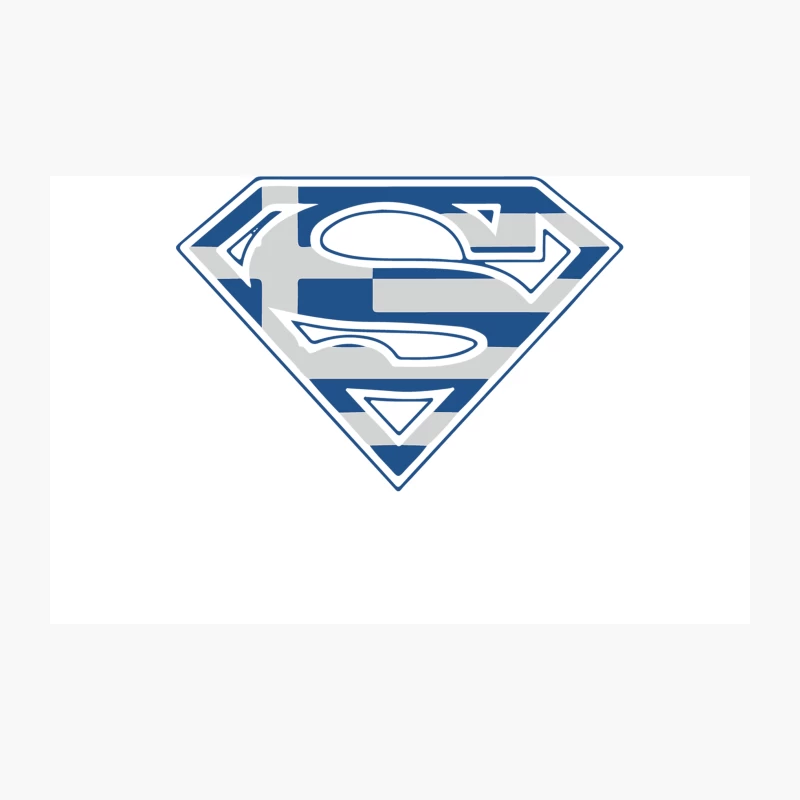 Stylized Superman Logo: Blue and White Superhero Emblem Travel Mug