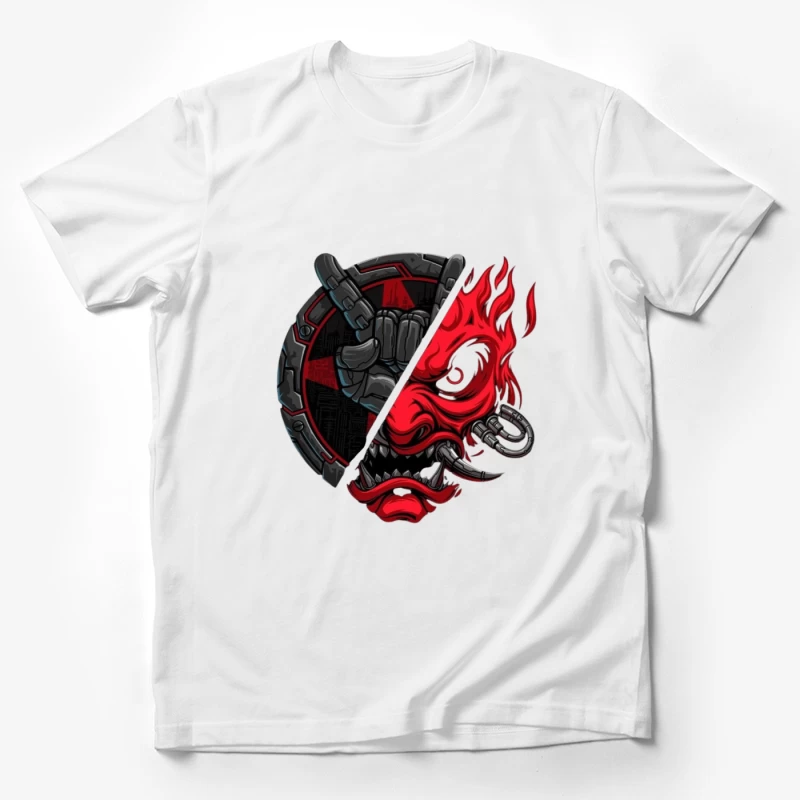 Metal Skull Artwork with Flames Male T-Shirt