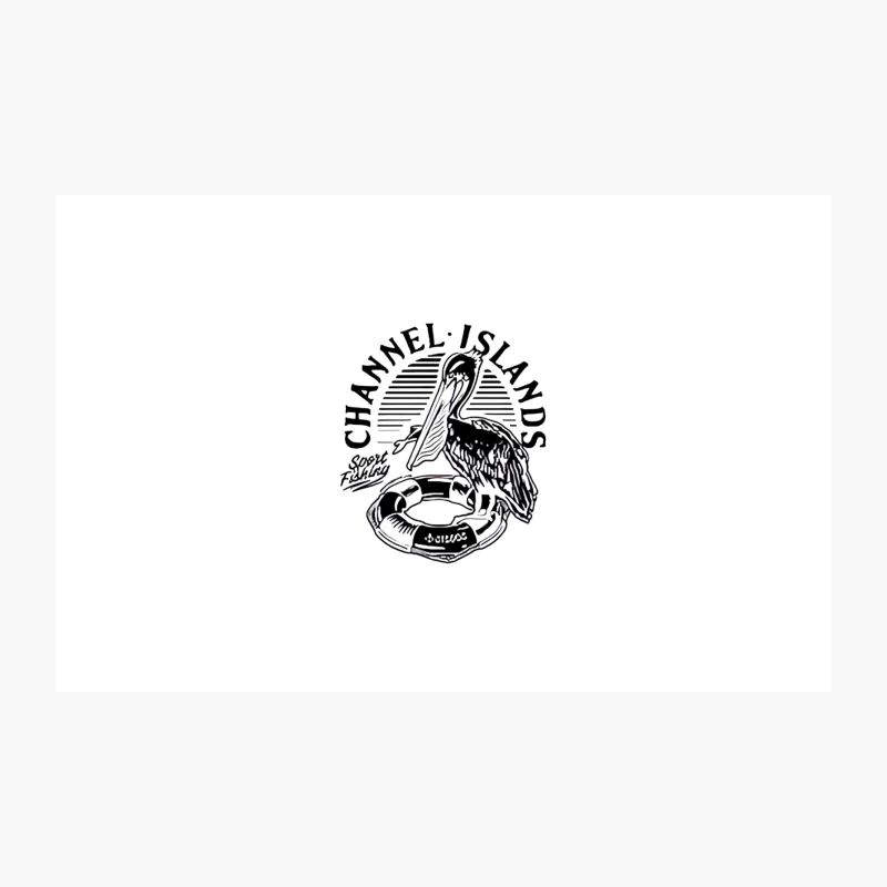 Channel Islands Sport Fishing Logo with Pelican and Life Preserver Travel Mug