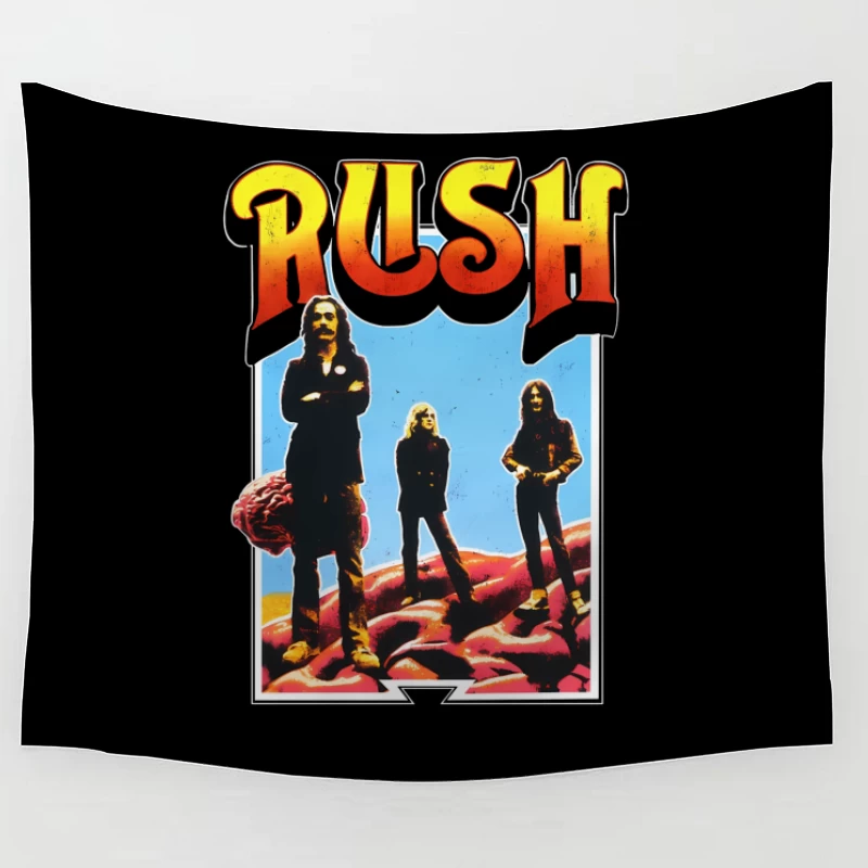 Retro Rush Rock Band Promotional Poster from the 1970s Tapestry