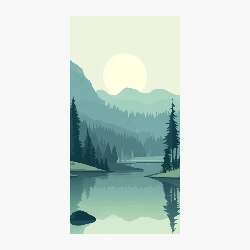 Serene Mountain Lake Sunset Reflection in Forest Landscape iPhone Case