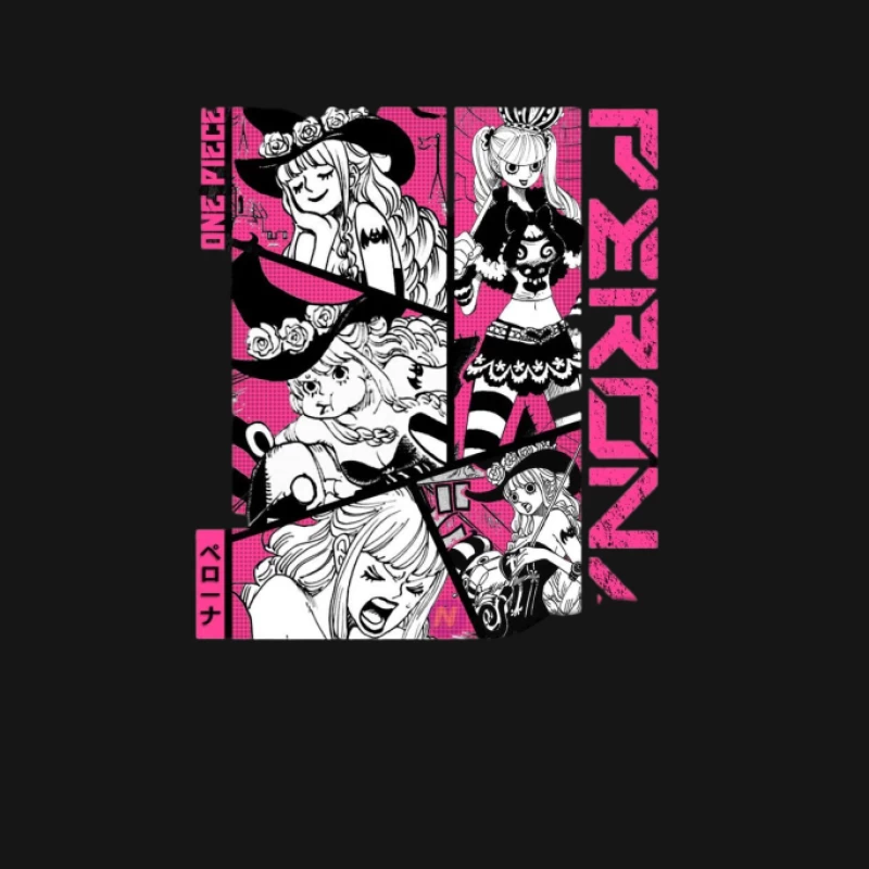 Manga Charakterdesign mit Rosa Hintergrund Herren Langarm T-Shirt