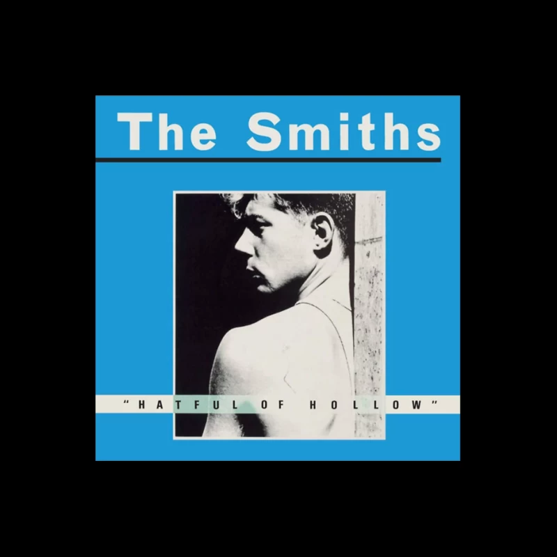 The Smiths "Hatful of Hollow" Album Cover with Black and White Portrait on Blue Background Pin