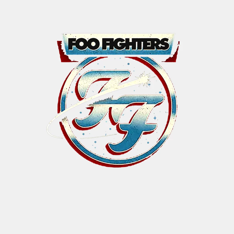 Foo Fighters Classic Circular Band Logo in Red and Blue Male Tank Top