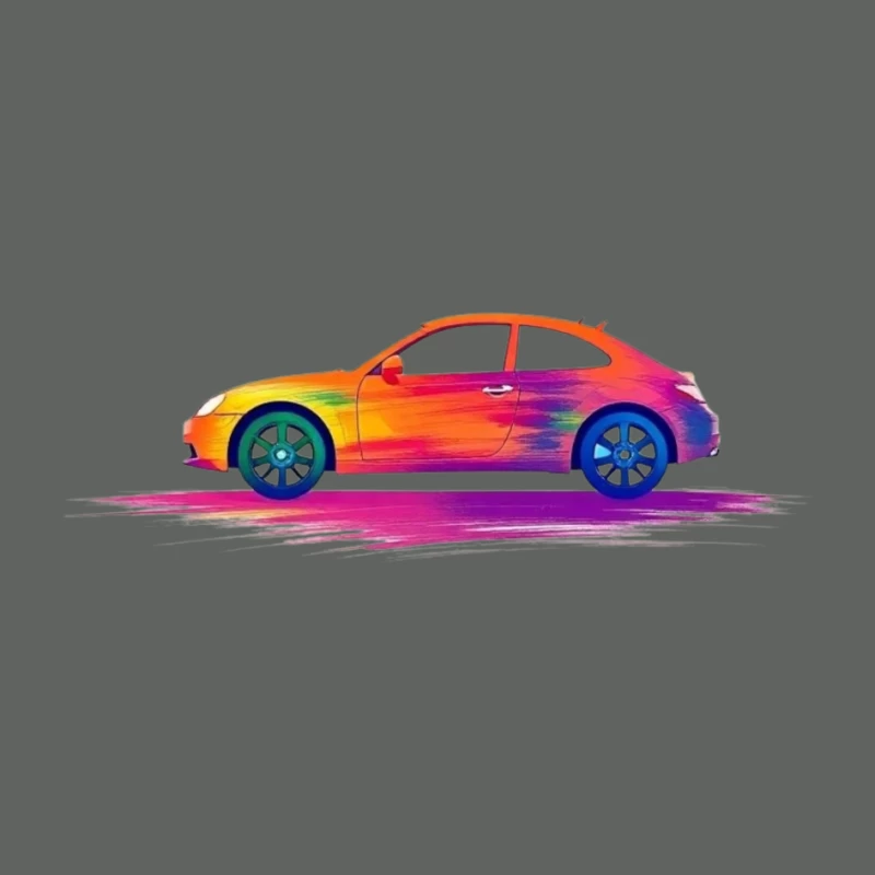 Artistic Side View of a Colorful Car Pin
