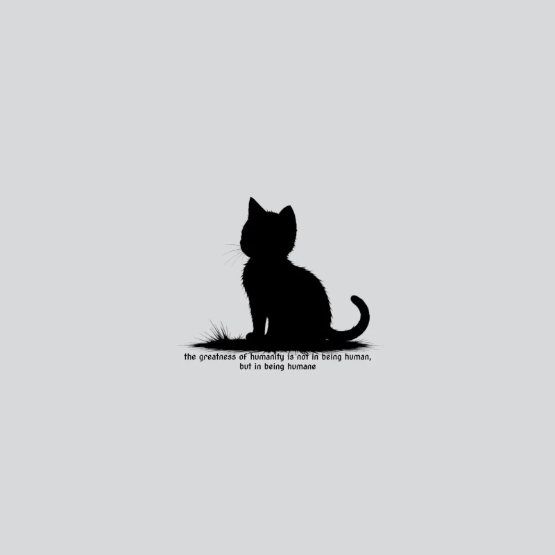 Black Cat Silhouette with Humane Message Coffee Mug