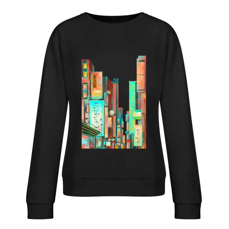Städtische Szenen mit Neonlichtern Damen Pullover Sweatshirt