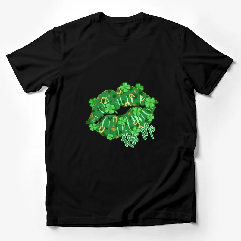 Kuss mich Design mit Kleeblättern und Hufeisen Herren T-Shirt