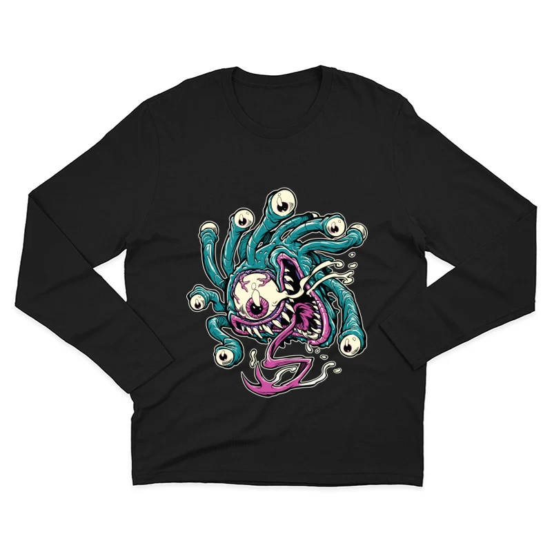 Colorful Cartoon Monster with Tentacles and Eyes Male Long Sleeve T-Shirt