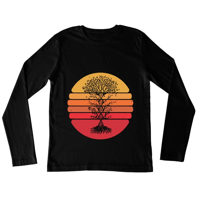 Lebensbaum mit DNA-Motiv Damen Langarm T-Shirt