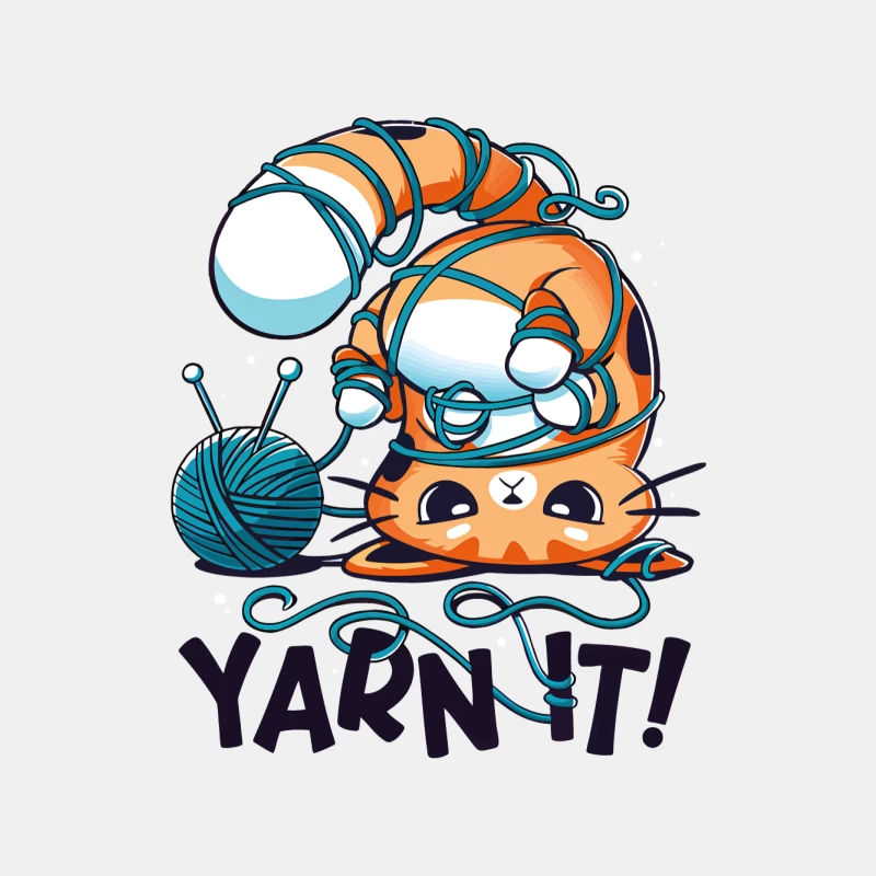 Yarn It! Whimsical Cat Illustration Male Tank Top