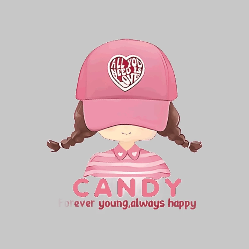 Candy Mädchen mit Mütze Damen Langarm T-Shirt