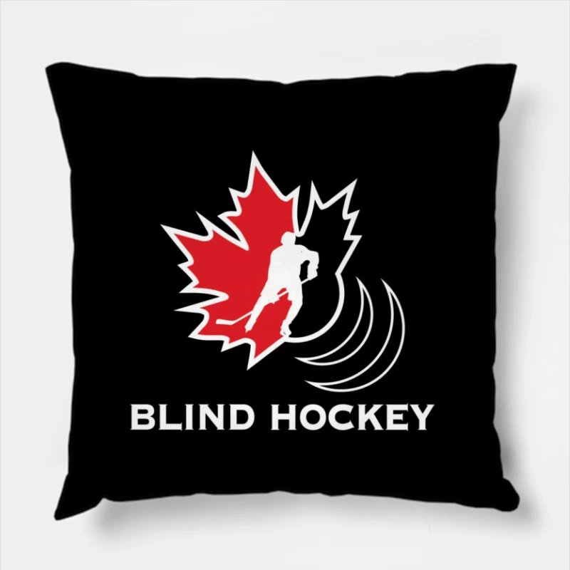 Canadian Blind Hockey Sports Logo Design Throw Pillow