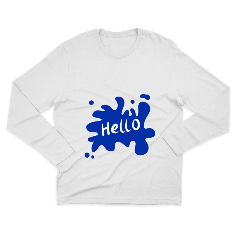 Blauer Spritzer mit 'Hallo' Herren Langarm T-Shirt