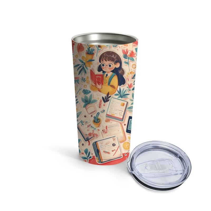 Cozy Reading Corner: A Whimsical Study Illustration Travel Mug