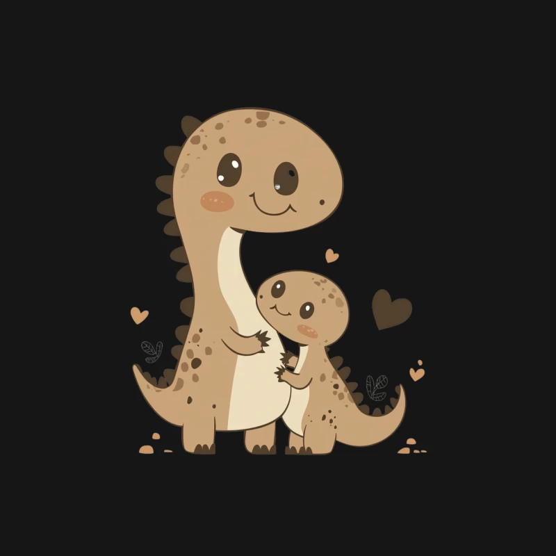 Adorable Cartoon Dinosaurs: Parent and Child Love Mouse Pad