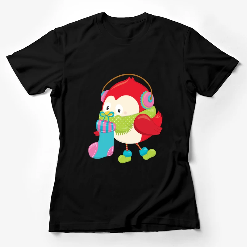 Oiseau mignon avec cache-oreilles et chaussette Femme T-Shirt