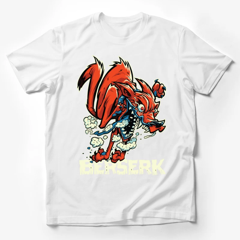 Aggressive Cartoon Wolf Berserk Art Male T-Shirt