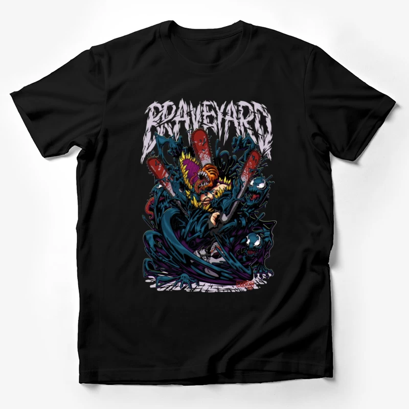Schrecklicher Kampf mit Kettensäge und Monstern Herren T-Shirt